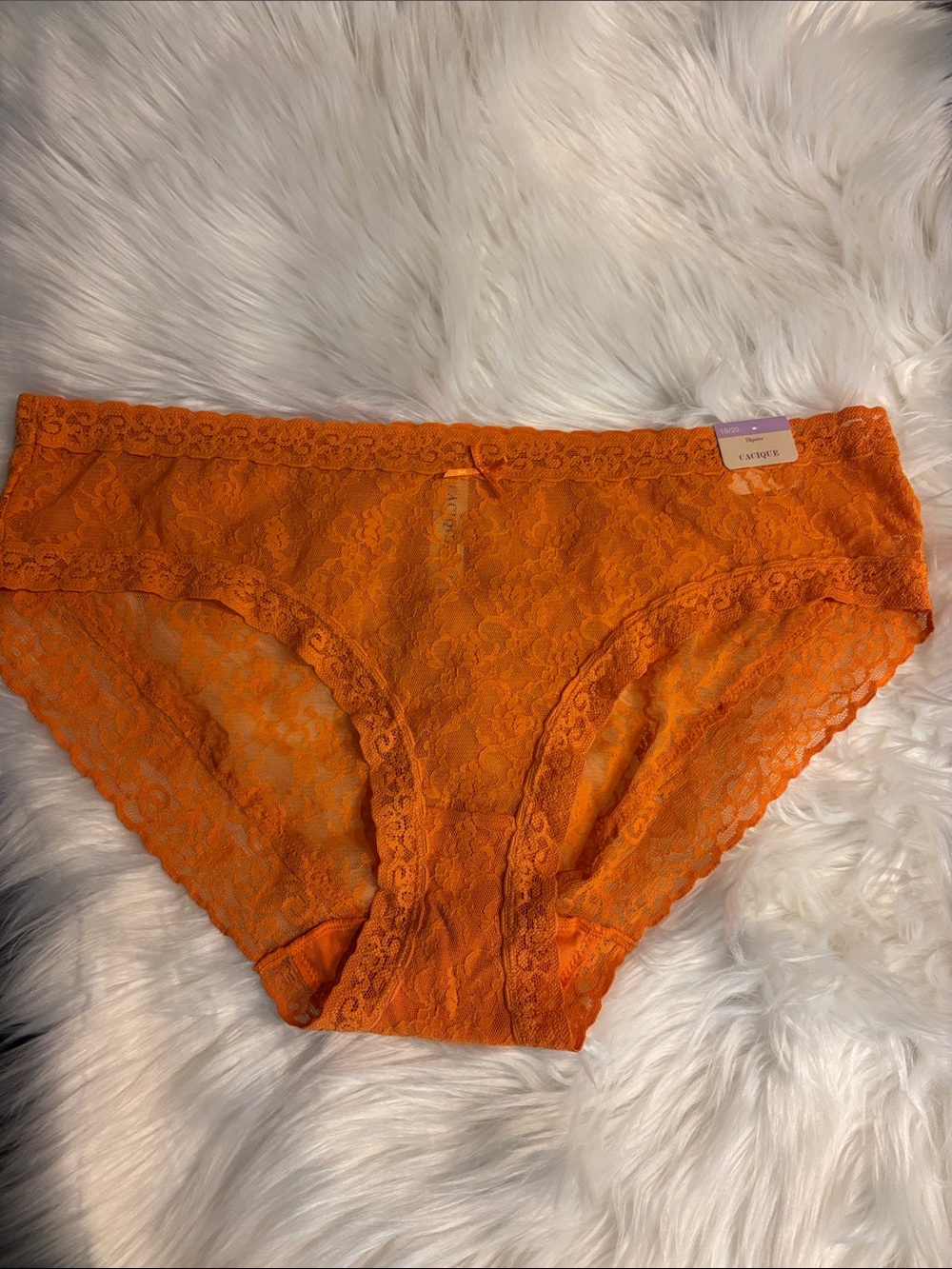 Cacique Sheer Lace Hipster Panty in Vibrant Orange